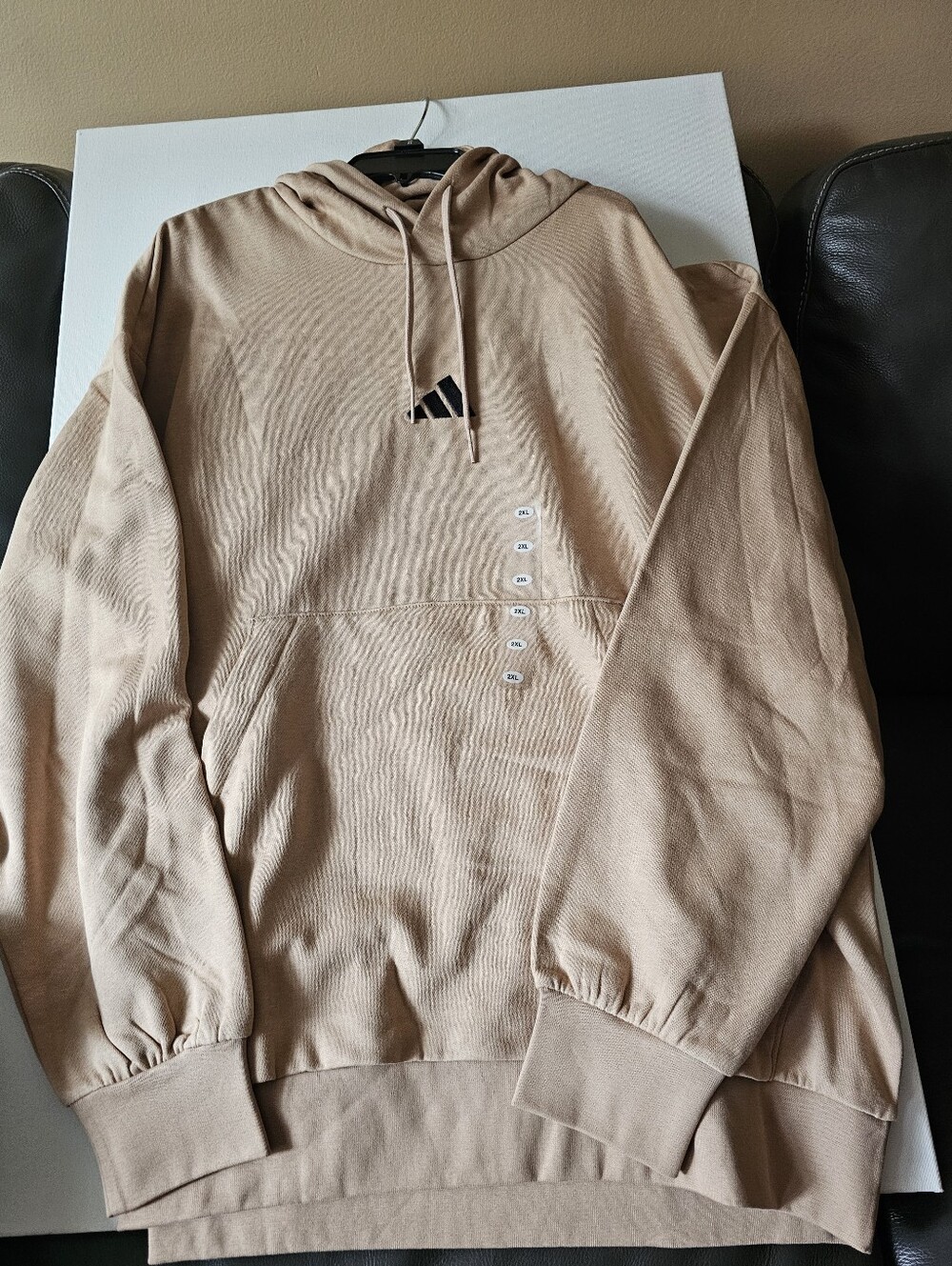 NWT Men’s Adidas Feel Cozy Fleece Hoodie Beige Size 2xl